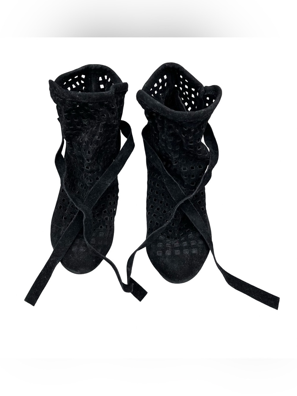 Black Women's Laser-Cut Lace-Up Ankle Boots US 7 / EU 37